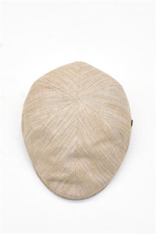 Erkek 6-Panel Şapka Premium Keten Bej Spor Kasket