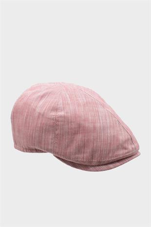 Erkek 6-Panel Şapka Premium Keten Pembe Kasket
