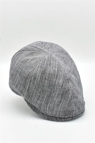 Erkek 6-Panel Şapka Premium Keten Gri Spor Kasket