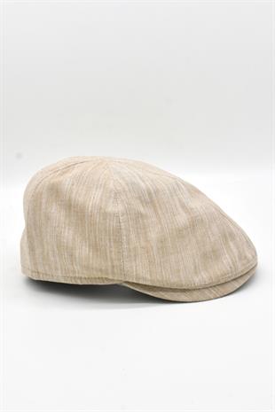 Erkek 6-Panel Şapka Premium Keten Bej Spor Kasket