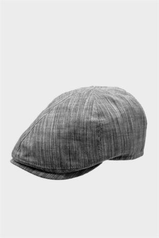 Erkek 6-Panel Şapka Premium Keten Gri Spor Kasket