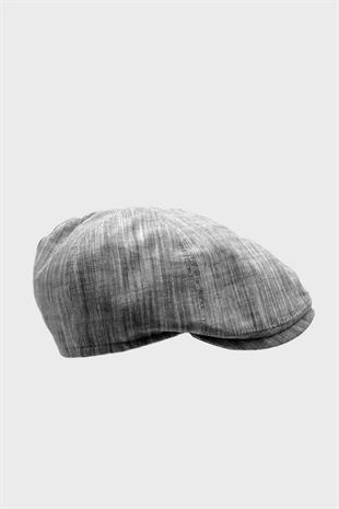 Erkek 6-Panel Şapka Premium Keten Gri Spor Kasket