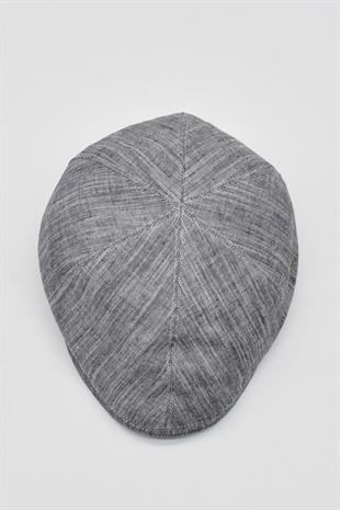 Erkek 6-Panel Şapka Premium Keten Gri Spor Kasket