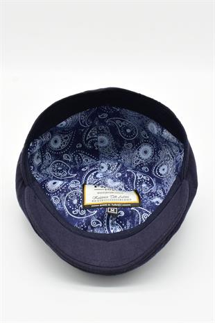 Erkek 6-Panel Şapka Premium Keten Lacivert Spor Kasket