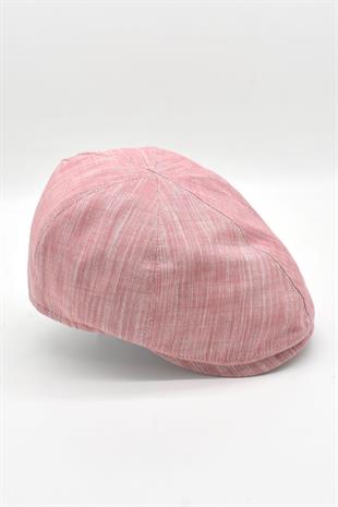 Erkek 6-Panel Şapka Premium Keten Pembe Kasket