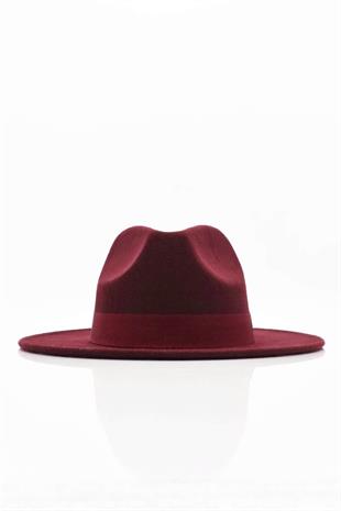 Erkek Ayarlanabilir Bordo Fedora Şapka