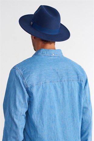 Erkek Ayarlanabilir Lacivert Fedora Şapka