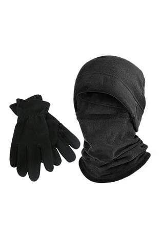 Erkek Balaclava Polar Kar Maskesi Eldiven Set