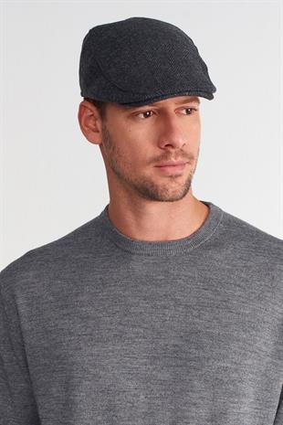 Mens Herringbone Winter Antrachite Holigan Flat Cap Hat