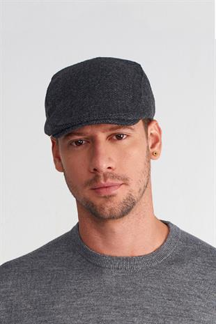 Mens Herringbone Winter Antrachite Holigan Flat Cap Hat