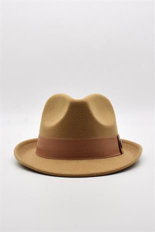 Erkek Bej Keçe Trilby Fötr Şapka