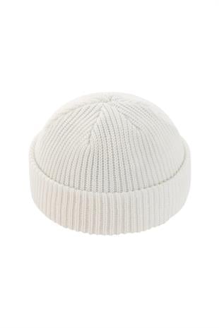 Erkek Beyaz Premium Kısa Rolled Bere Şapka