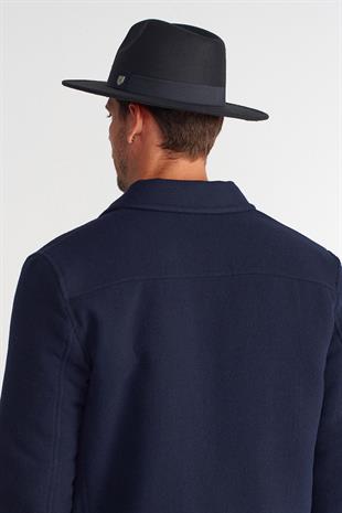 Erkek Büyük Beden 60cm Siyah Fedora Şapka