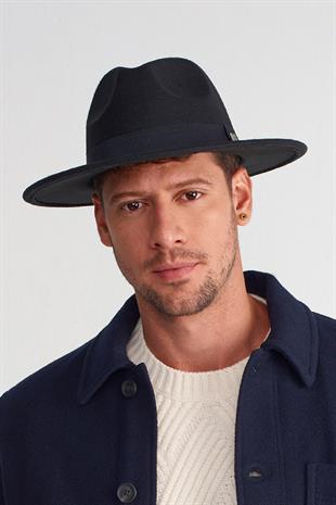Erkek Büyük Beden 60cm Siyah Fedora Şapka