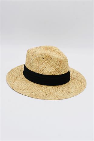 Erkek Camel Düz Hasır Şapka