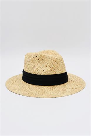 Erkek Camel Düz Hasır Şapka