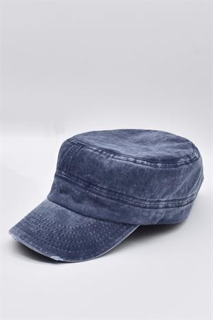 Mens Castro Hat Flat Cap Washed Cap-Navy