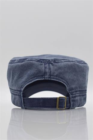 Mens Castro Hat Flat Cap Washed Cap-Navy