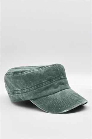 Erkek Castro Şapka Kasket Eskitme Kep-Yeşil