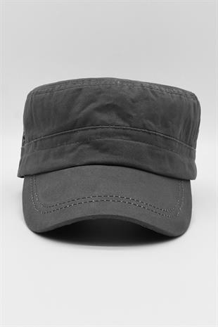 Erkek Denim Fidel Castro Şapka Kuşgözü Detaylı Kasket - Gri