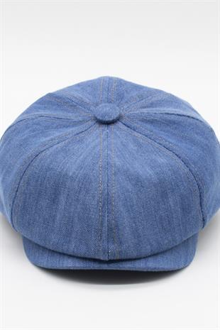 Külah Erkek Denim İngiliz Newsboy Kasket - Açık Mavi Kot Şapka | Standart Fit/Esnek