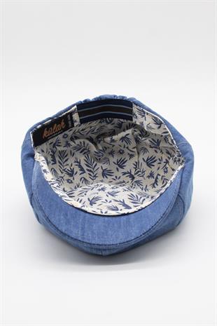 Külah Erkek Denim İngiliz Newsboy Kasket - Açık Mavi Kot Şapka | Standart Fit/Esnek