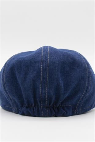 Erkek Denim İngiliz Newsboy Kasket - Koyu Mavi Kot Şapka | Standart Fit/Esnek