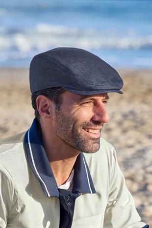 Erkek Denim Kasket Flat Cap Koyu Lacivert Jean Şapka