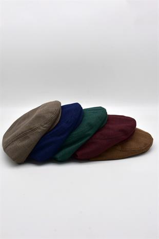 Erkek Dokulu London Kasket Bordo Flat Cap Şapka