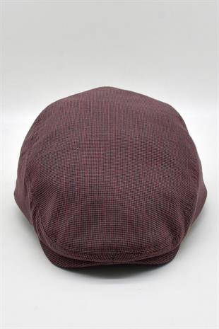 Erkek Dokulu London Kasket Bordo Flat Cap Şapka