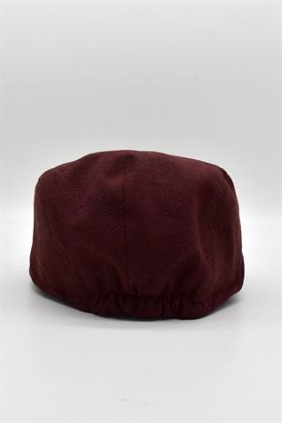 Erkek Dokulu London Kasket Bordo Flat Cap Şapka