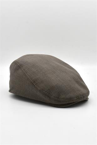 Erkek Dokulu London Kasket Kahve Flat Cap Şapka