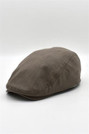 Erkek Dokulu London Kasket Kahve Flat Cap Şapka