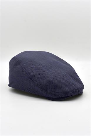 Erkek Dokulu London Kasket Lacivert Flat Cap Şapka