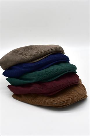 Erkek Dokulu London Kasket Lacivert Flat Cap Şapka