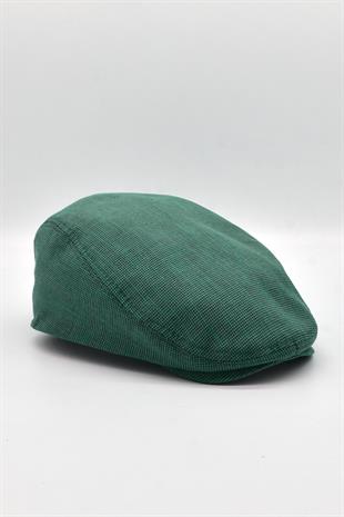 Erkek Dokulu London Kasket Yeşil Flat Cap Şapka