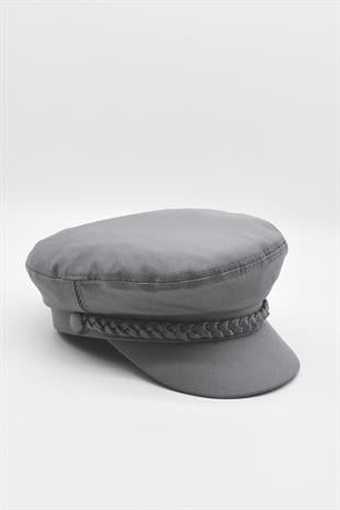 Erkek Driver Kasket Flat Cap Kaptan Şapkası - Gri