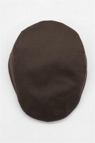 Erkek Düz Pamuklu Acı Kahve Flat Cap Kasket