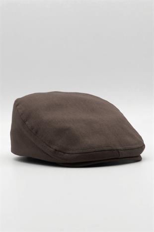 Erkek Düz Pamuklu Acı Kahve Flat Cap Kasket