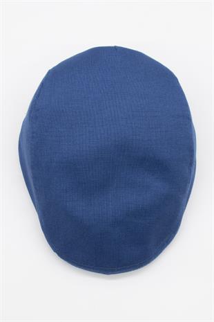 Erkek Düz Pamuklu İndigo Flat Cap Kasket
