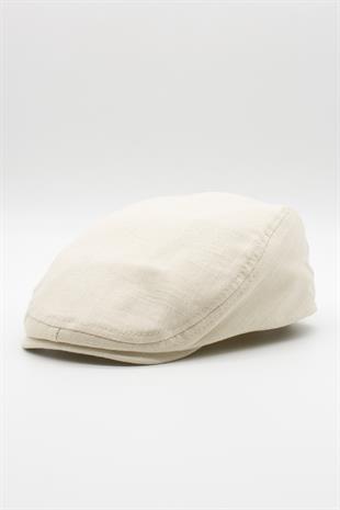 Erkek Düz Pamuklu Koyu Bej Flat Cap Kasket