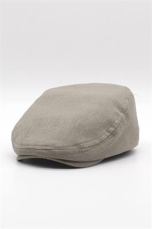Erkek Düz Pamuklu Latte Flat Cap Kasket