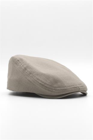 Erkek Düz Pamuklu Latte Flat Cap Kasket