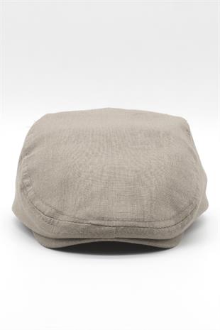 Erkek Düz Pamuklu Latte Flat Cap Kasket