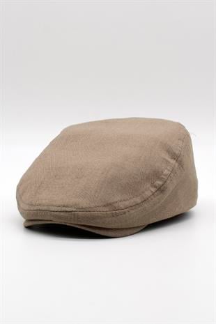 Erkek Düz Pamuklu Mocha Flat Cap Kasket