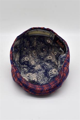 Erkek Ekose Çizgili London Kasket Flat Cap Şapka