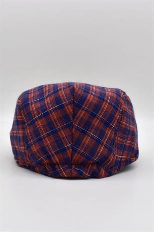 Erkek Ekose Çizgili London Kasket Flat Cap Şapka