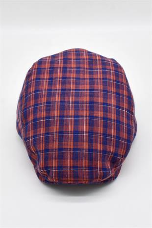 Erkek Ekose Çizgili London Kasket Flat Cap Şapka