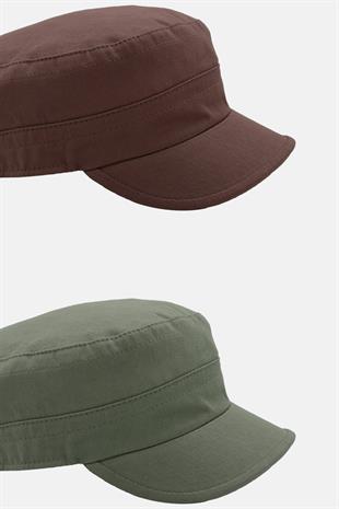 Mens Fidel Castro Hat 2x Pack Cap Rozet Detailed Flat Cap - Brown/Khaki