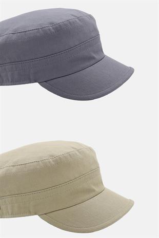 Mens Fidel Castro Hat 2x Pack Cap Rozet Detailed Flat Cap - Grey/Beige